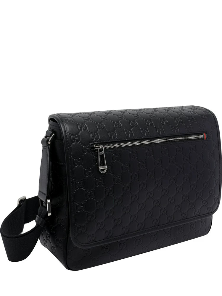 Gucci Men's Emblem Logo Bag in Black
