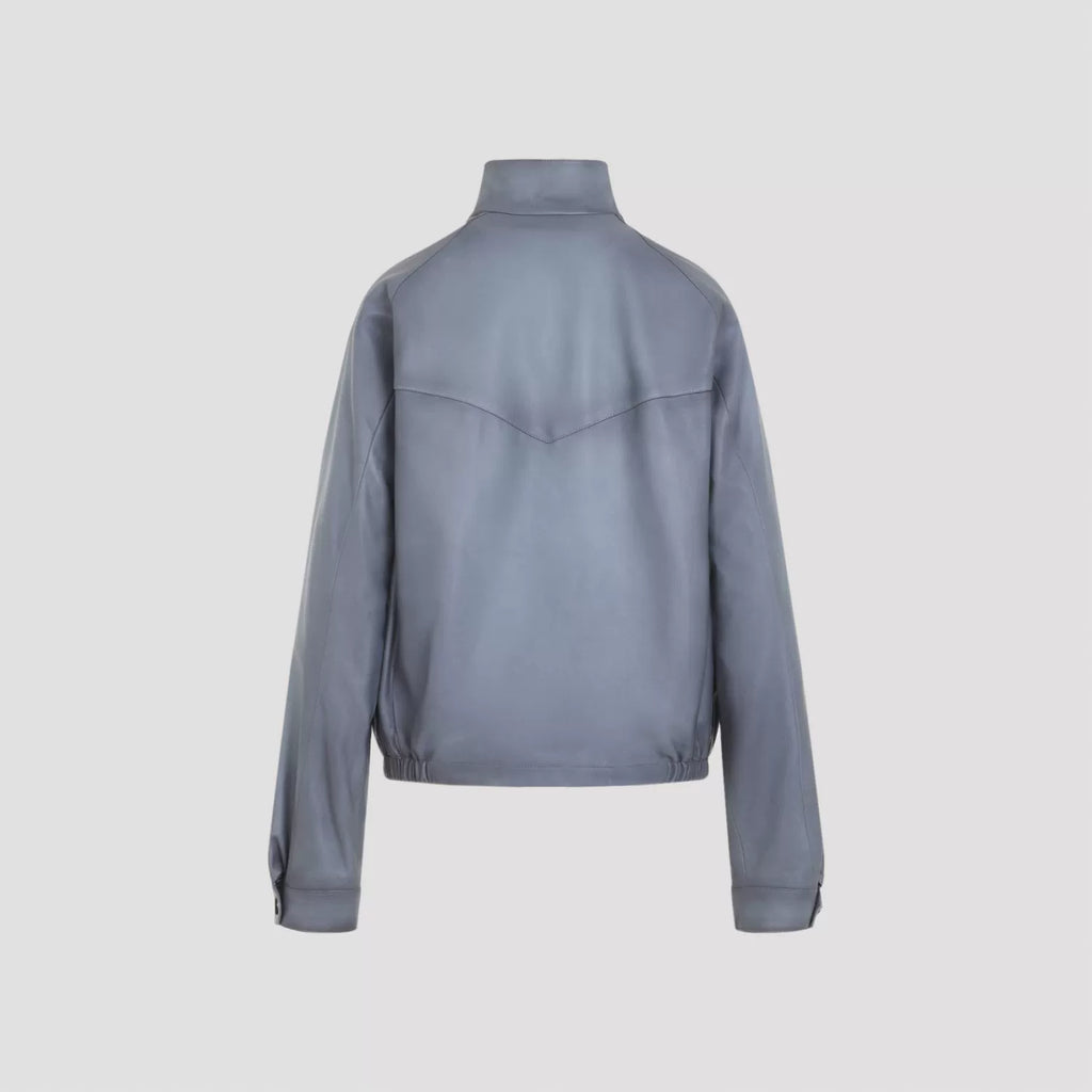 Miu Miu Women's Leather Jacket in Blue
