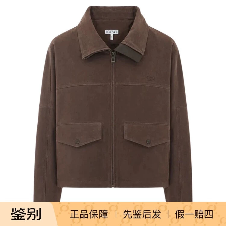 Loewe Women's Leather Jacket in Brown