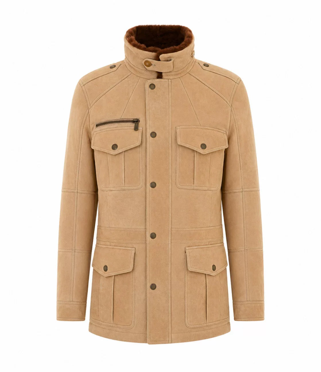 Brunello Cucinelli Men's Leather Jacket in Beige