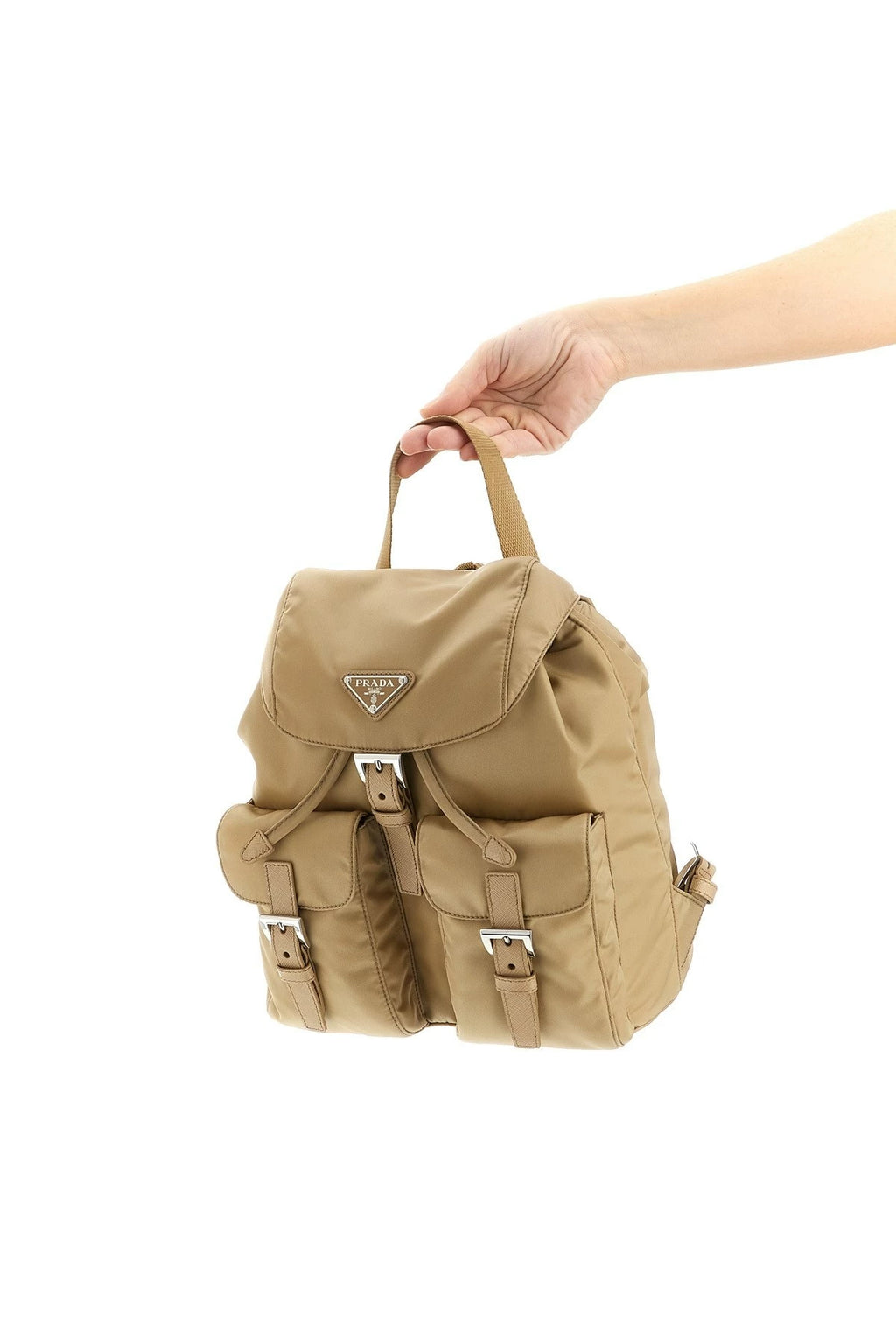 Prada Women's Small Backpack in Beige