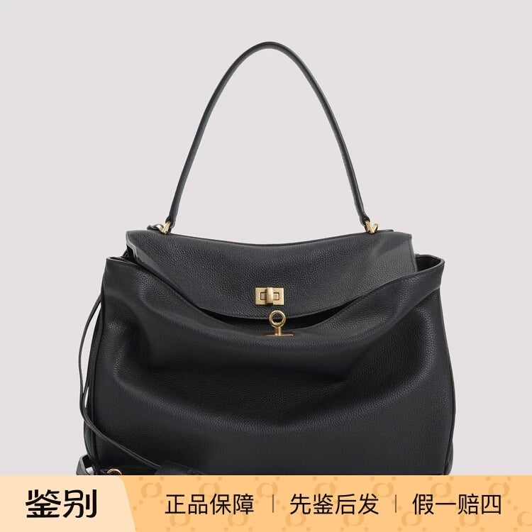 BALENCIAGA Women's Medium Rodeo Leather Shoulder Bag in Black