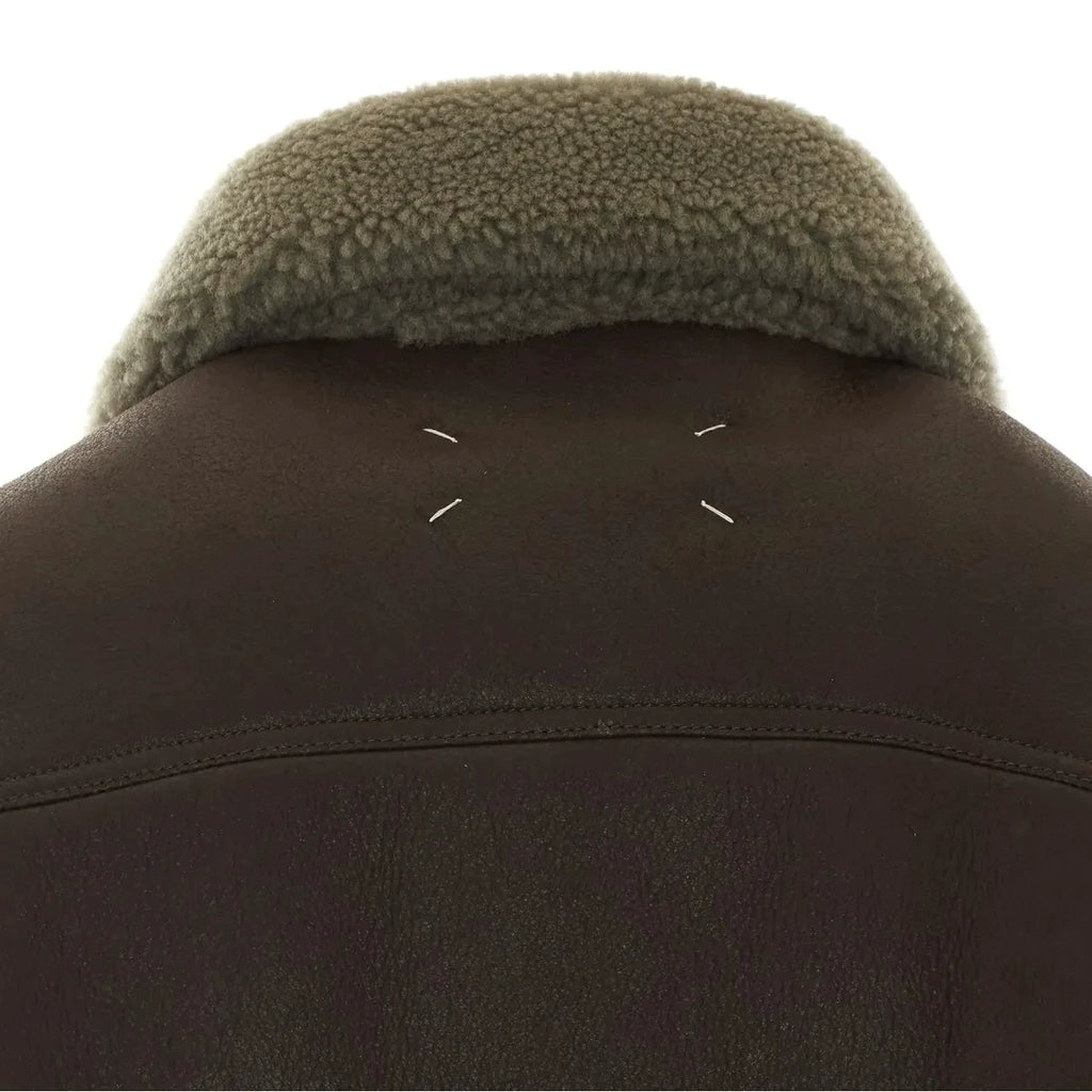 Maison Margiela Men's Leather Jacket in Brown