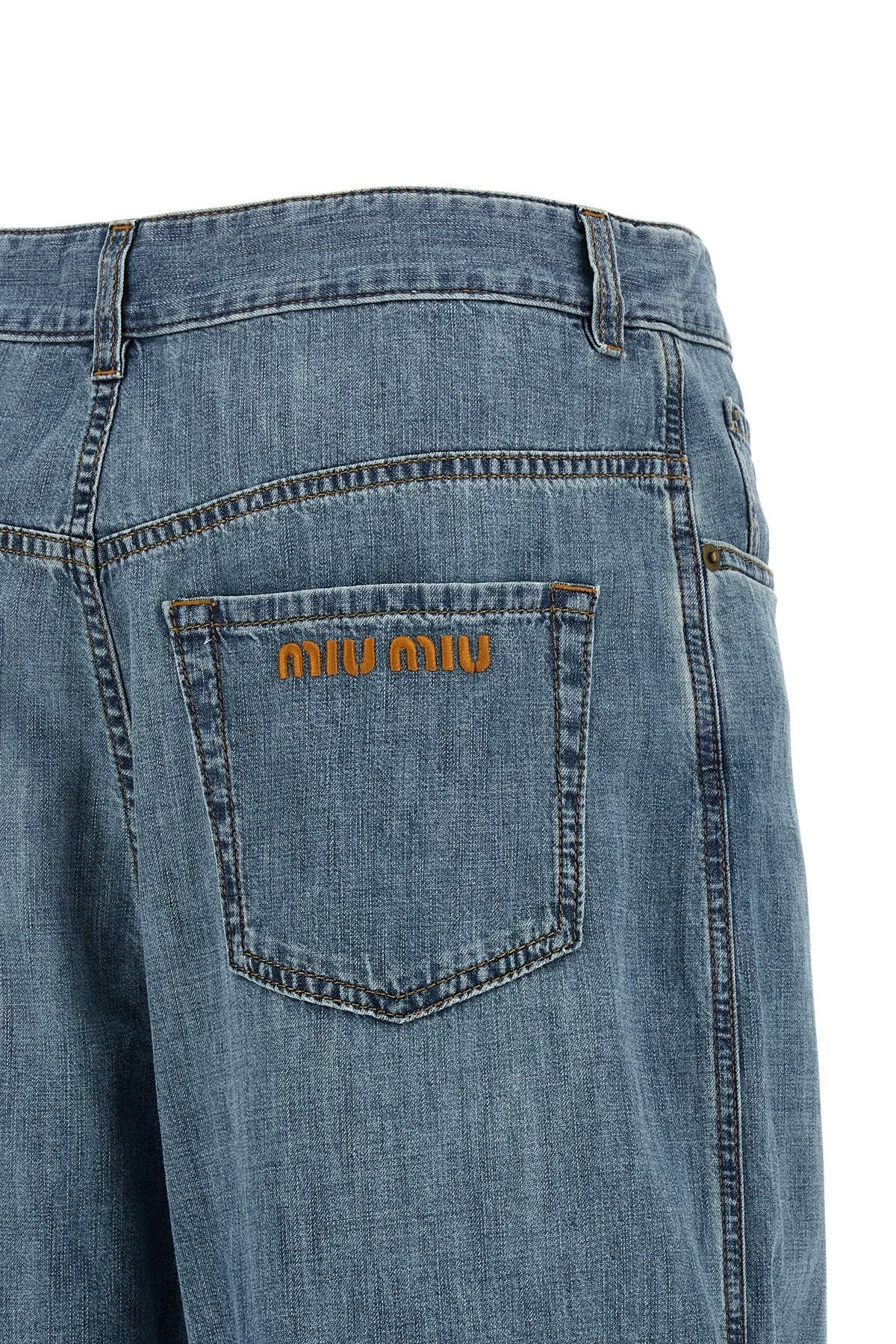 Miu Miu Women's Logo Jeans in Blue