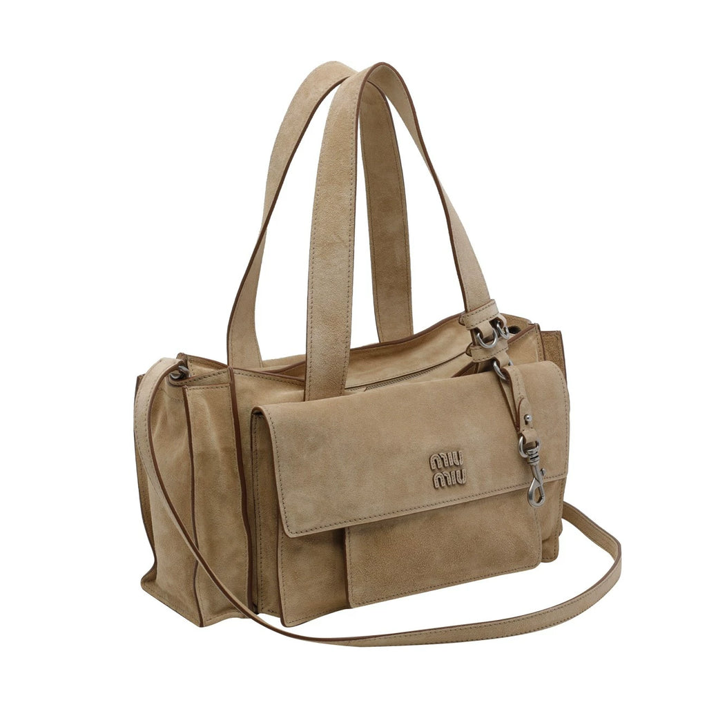 Miu Miu Utilitaire Medium Shoulder Bag in Beige
