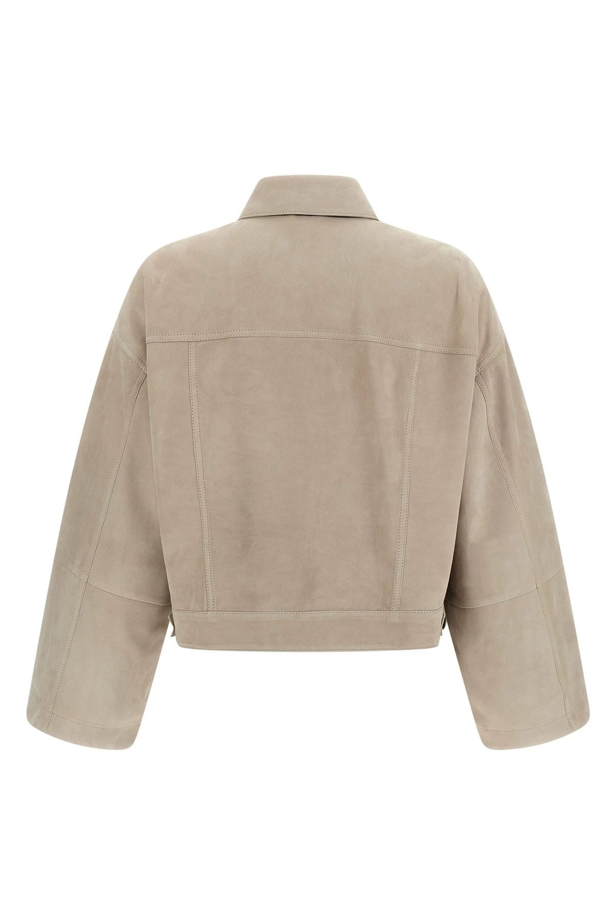 Brunello Cucinelli Women's Leather Jacket in Beige