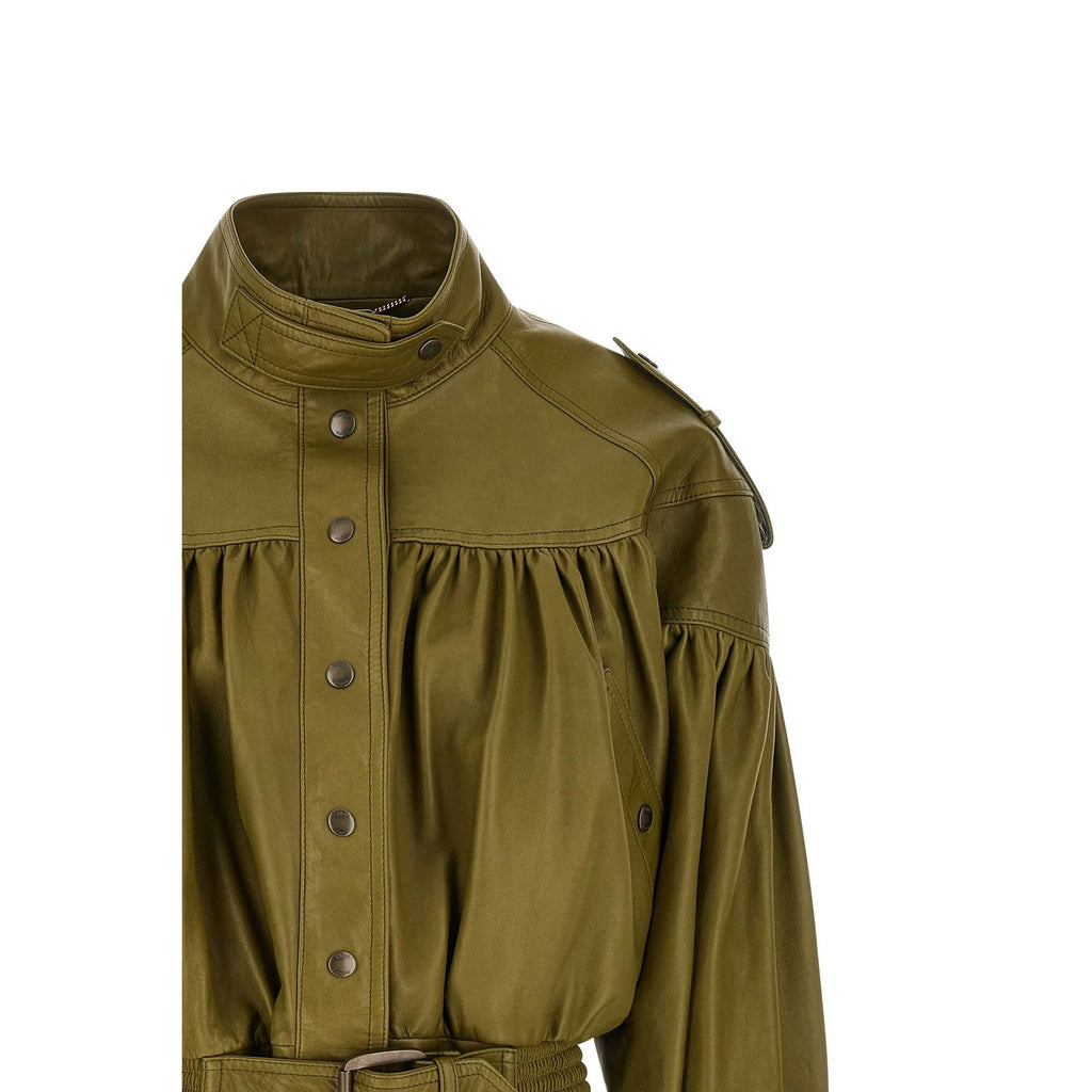 Chloe Women's Leather Jacket in Green