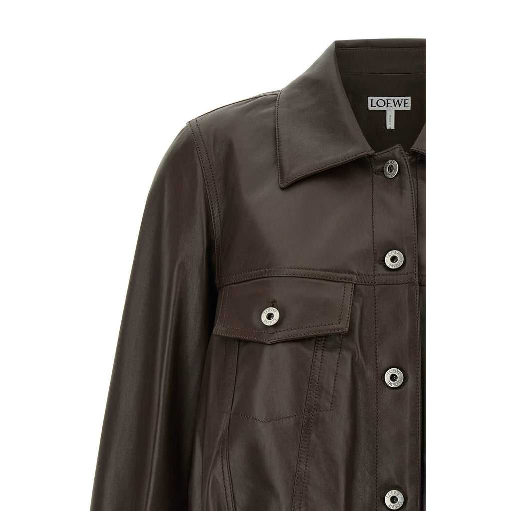 Loewe Women's Leather Jacket in Brown