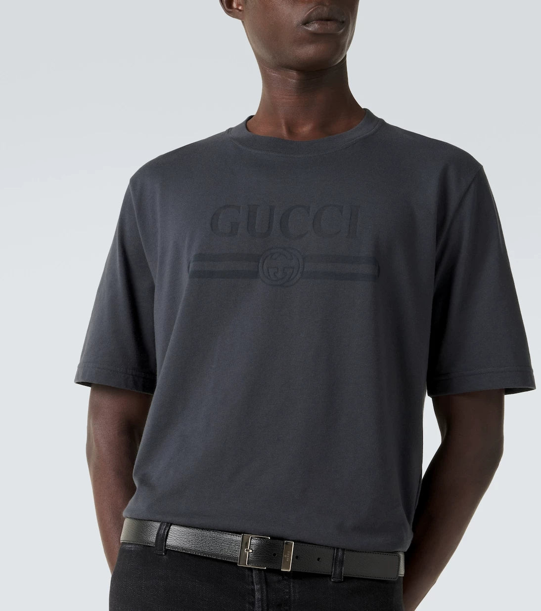 Gucci Men's Logo T-Shirt in Grey