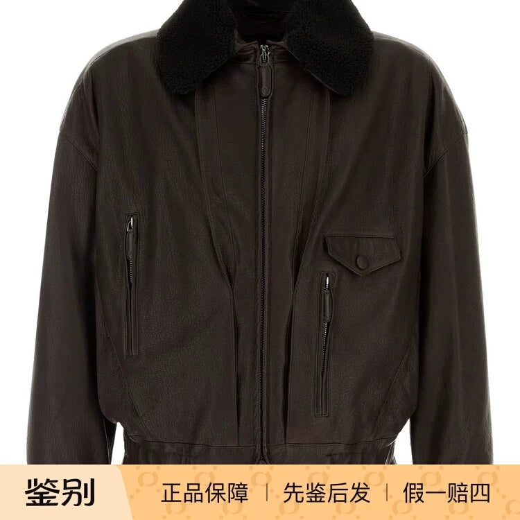 Giorgio Armani Leather Jacket in Brown