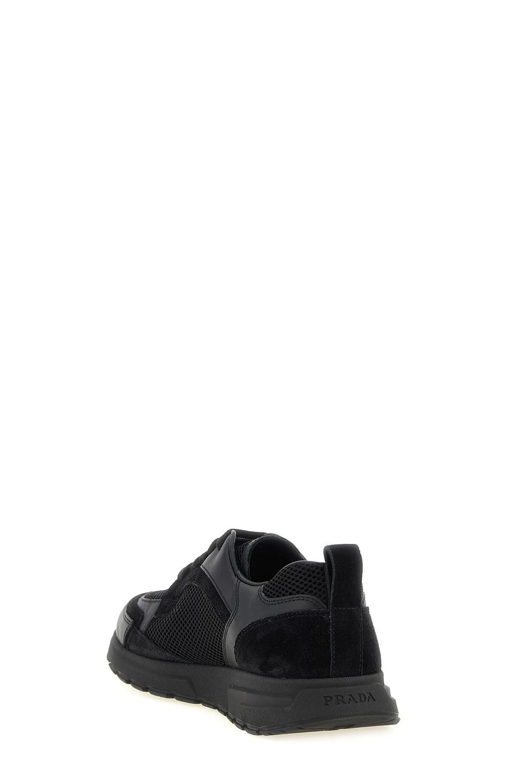 PRADA Men's Prax Mesh Leather Sneakers in Black