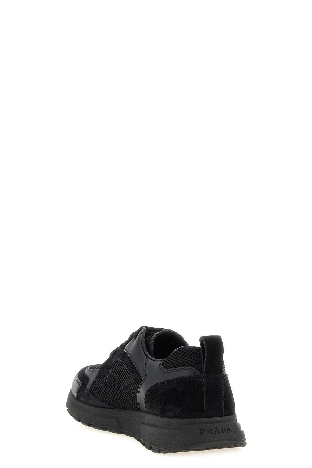 PRADA Men's Prax Mesh Leather Sneakers in Black