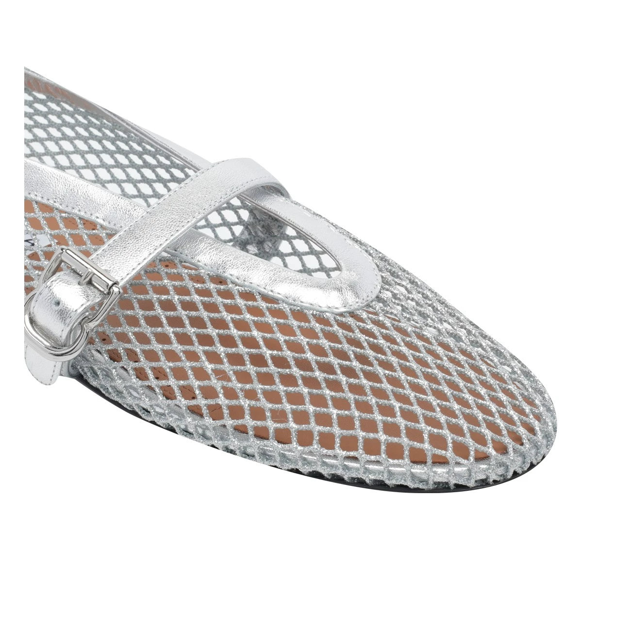 Alaia Women's Fishnet Shoes in Silver