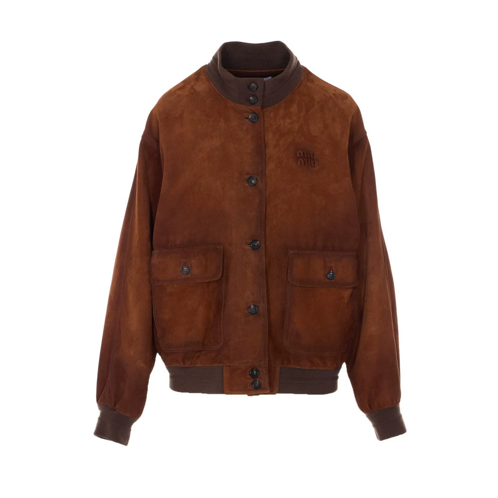 Miu Miu Women's Leather Jacket in Brown