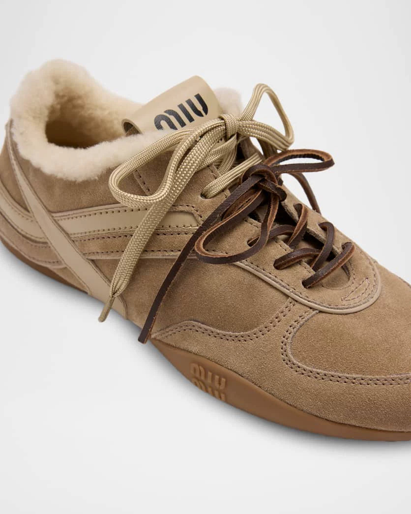 Miu Miu Women's Gymnasium Sneakers in Beige