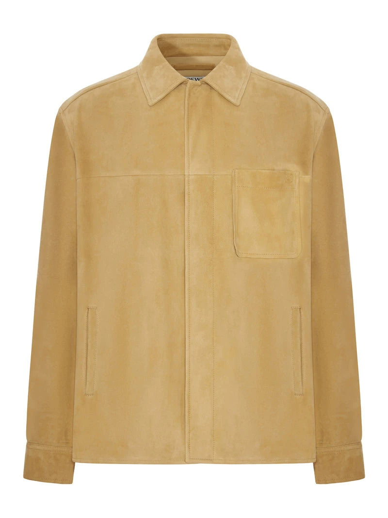 Loewe Men's Anagram Mini Leather Jacket in Beige