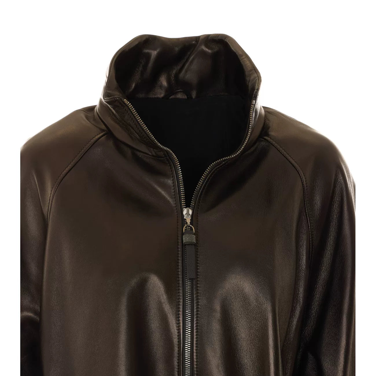 Brunello Cucinelli Women's Leather Jacket in Black