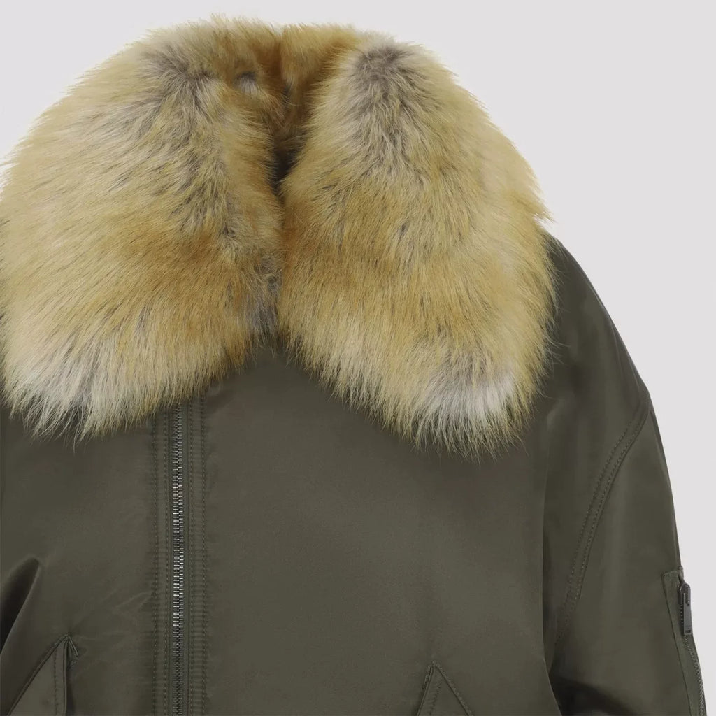 Saint Laurent Women's YSL Coat in Green