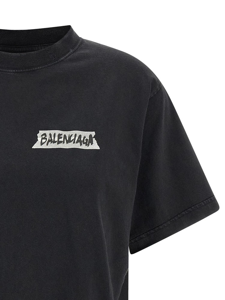 Balenciaga Women's Logo T-Shirt in Black