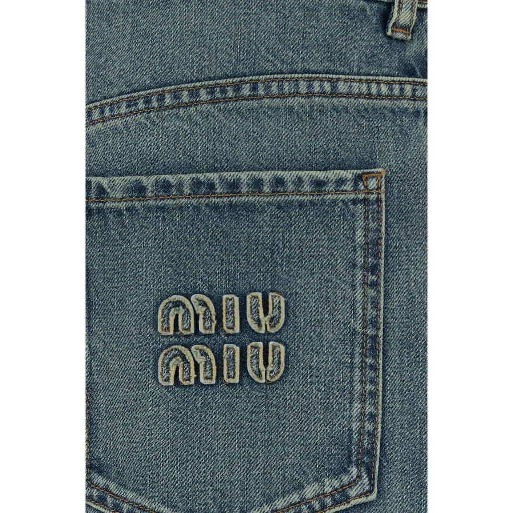 Miu Miu Women's Logo Jeans in Blue