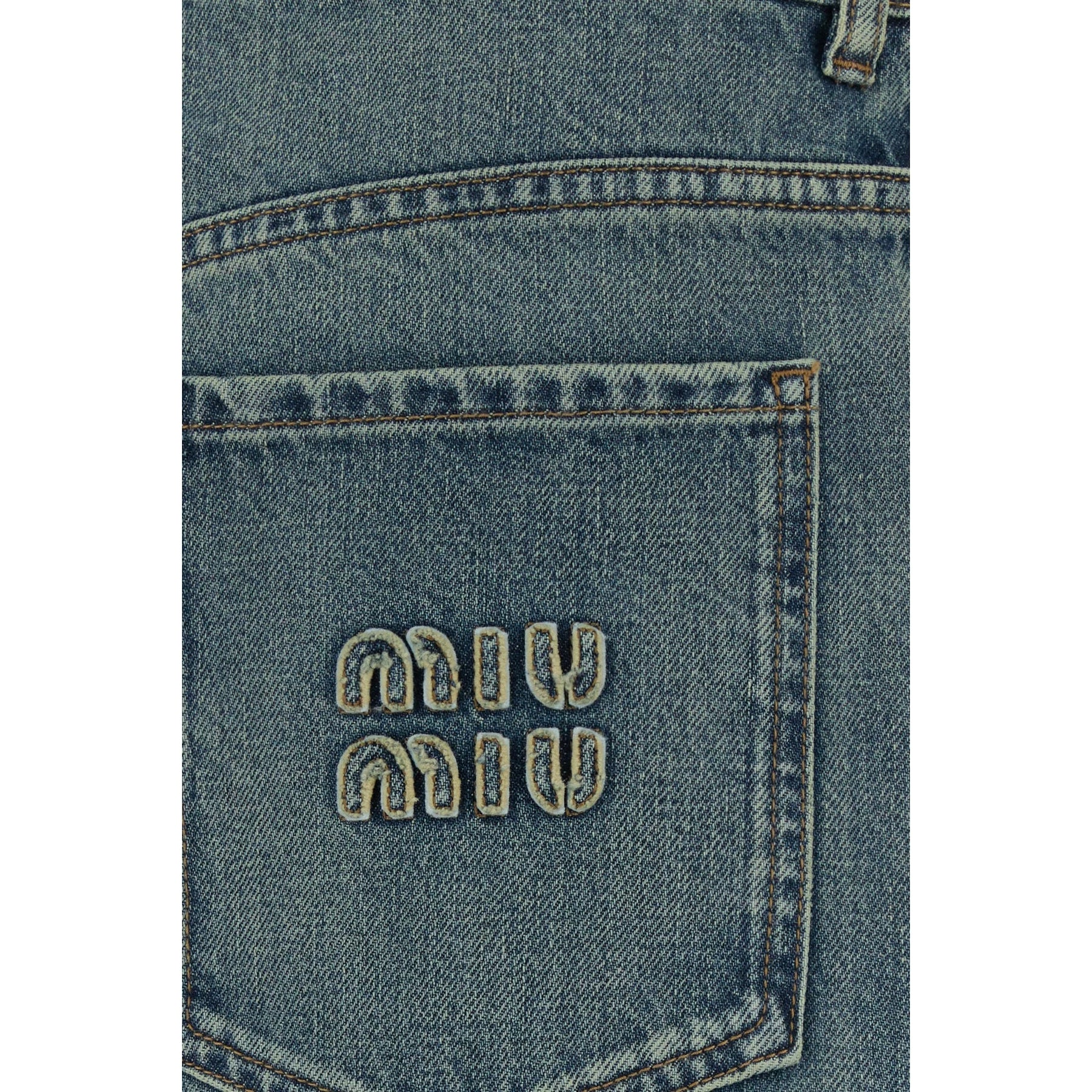 Miu Miu Women's Logo Jeans in Blue