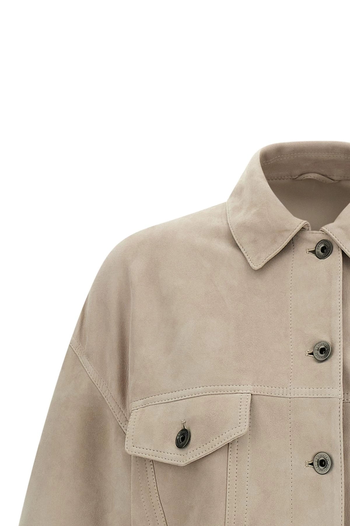 Brunello Cucinelli Women's Leather Jacket in Beige