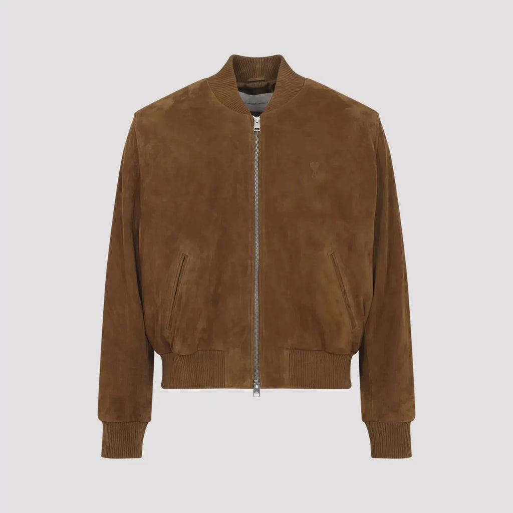 Ami Alexandre Mattiussi Men's Ami Paris Leather Jacket in Brown