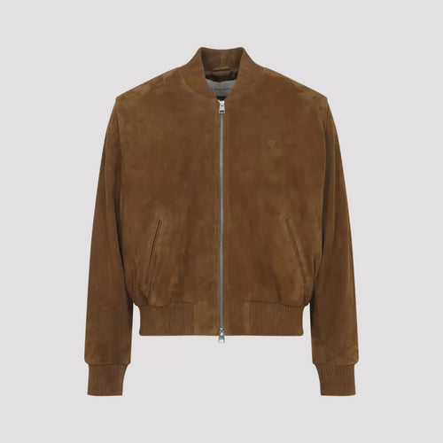 Ami Alexandre Mattiussi Men's Ami Paris Leather Jacket in Brown