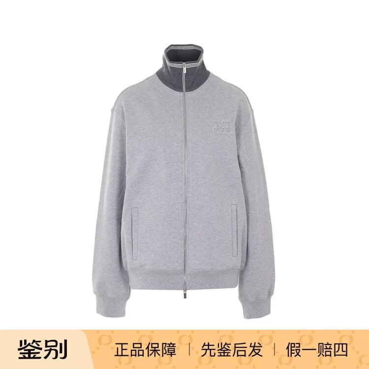 Miu Miu Women's Logo Hoodie in Grey