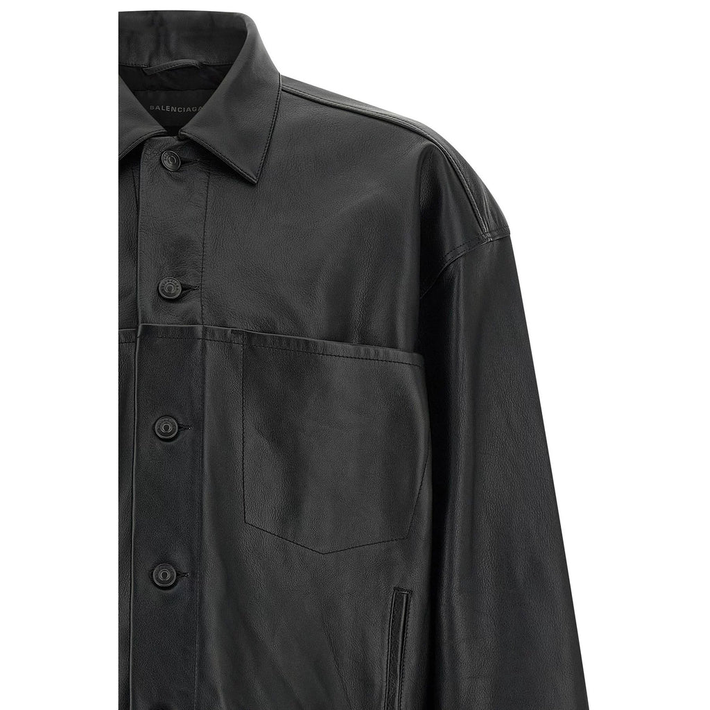 Balenciaga Men's Leather Jacket in Black