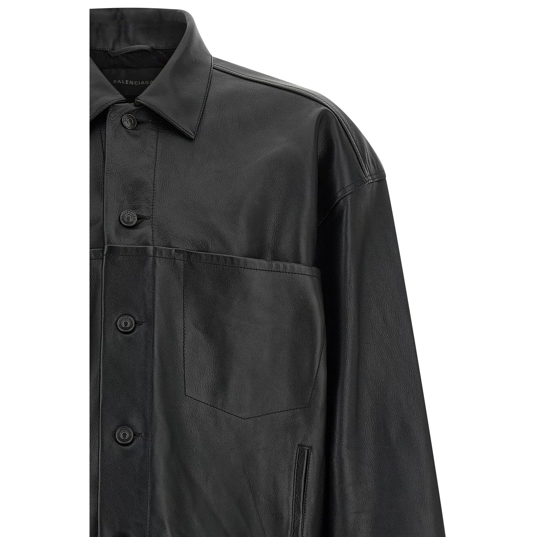 Balenciaga Men's Leather Jacket in Black