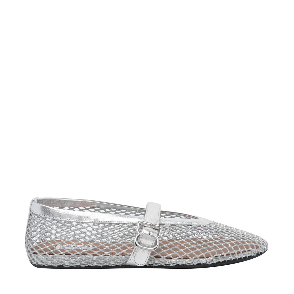 Alaia Women's Fishnet Shoes in Silver