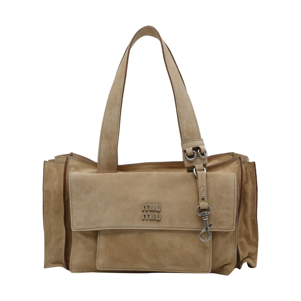 Miu Miu Utilitaire Medium Shoulder Bag in Beige