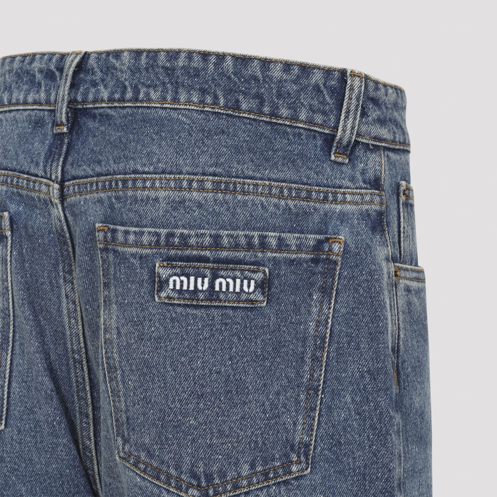 Miu Miu Women's Logo Jeans in Blue