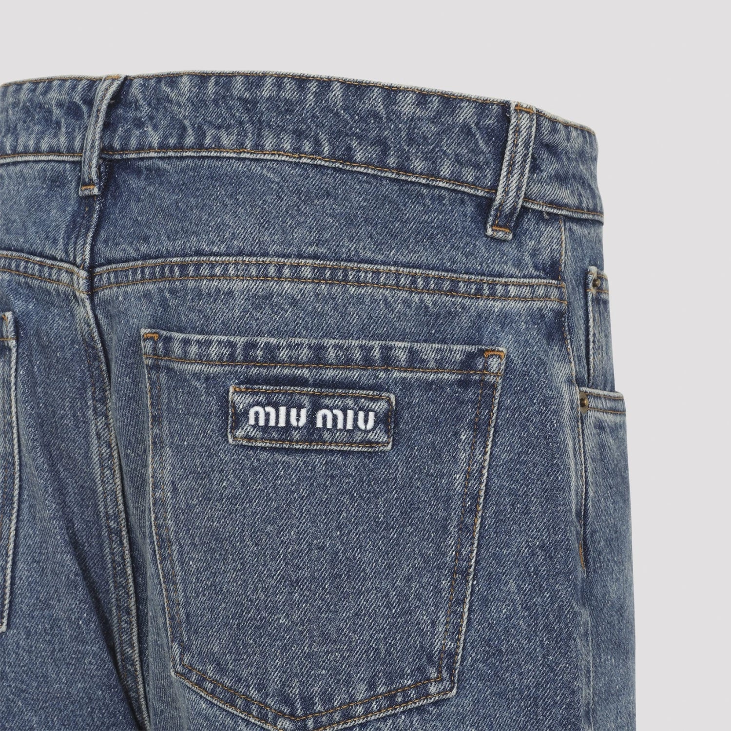 Miu Miu Women's Logo Jeans in Blue