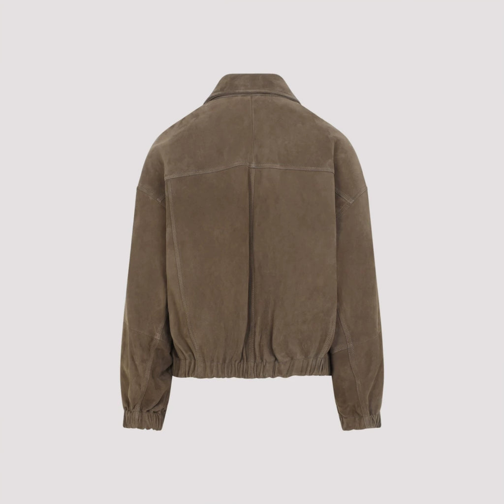 Brunello Cucinelli Women's Leather Jacket in Brown