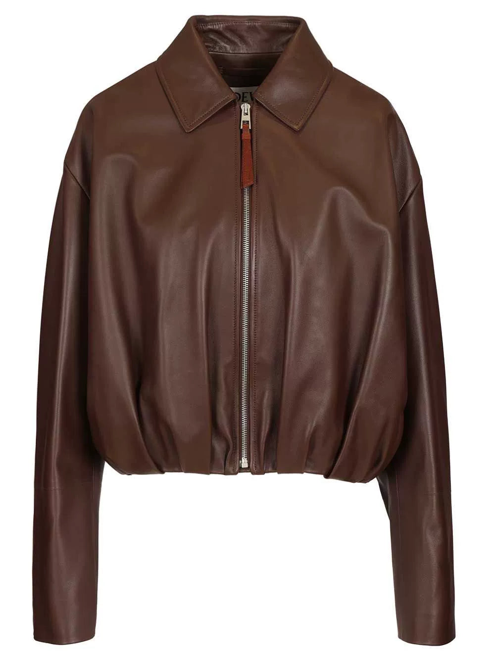 Loewe Women's Leather Jacket in Dark Brown