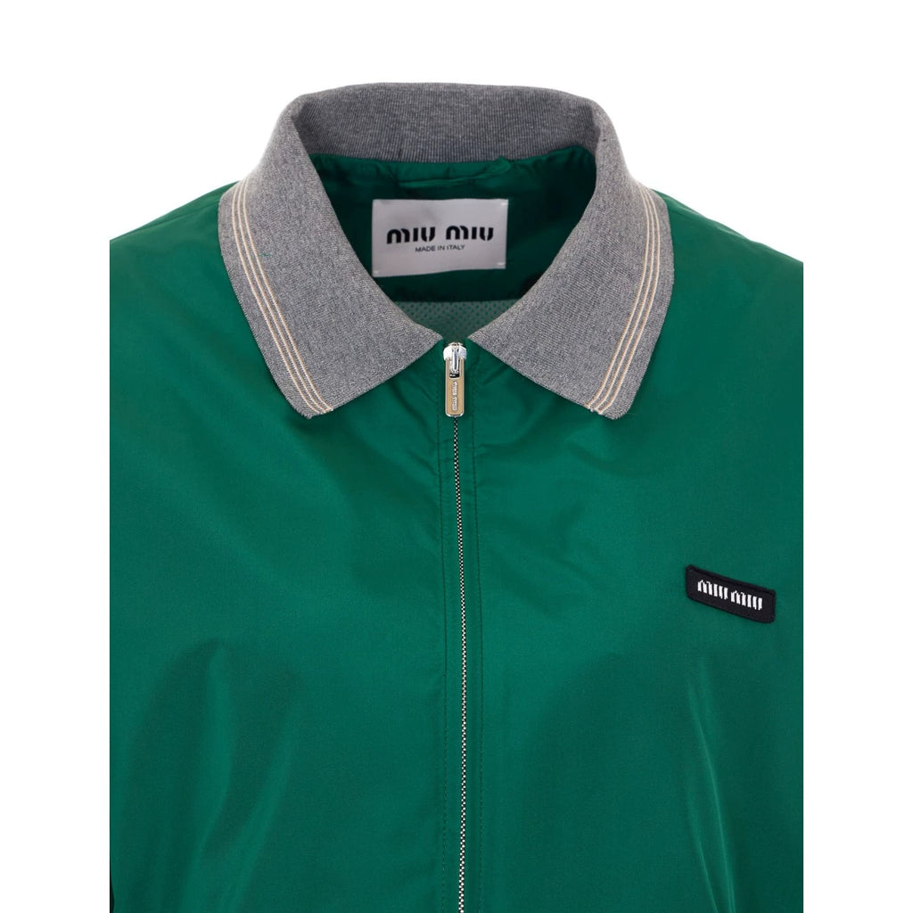 Miu Miu Women's Logo Coat in Green