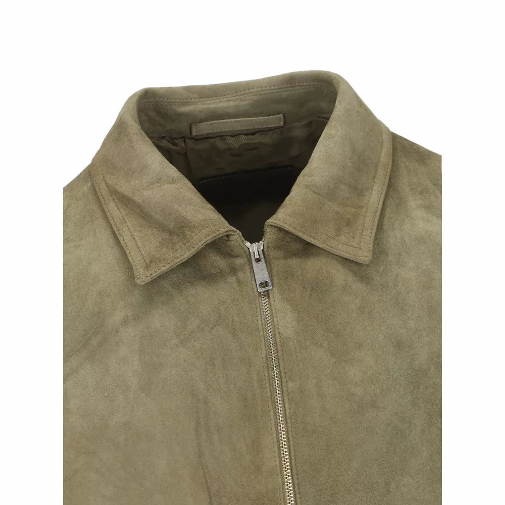 Prada Men's Leather Jacket in Green