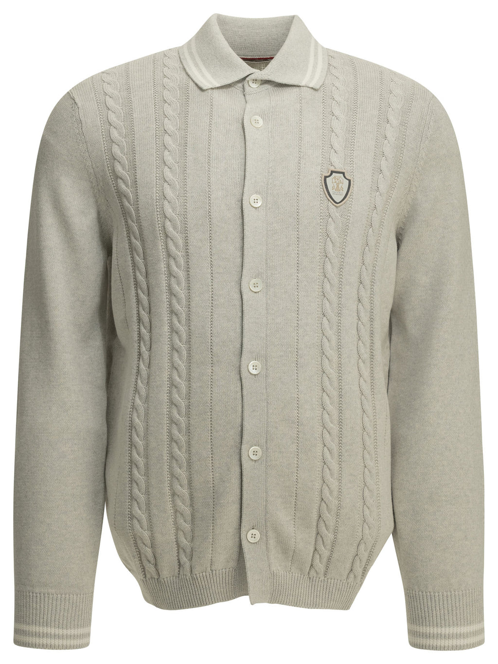 Brunello Cucinelli Men's Cardigan with logo in Grey