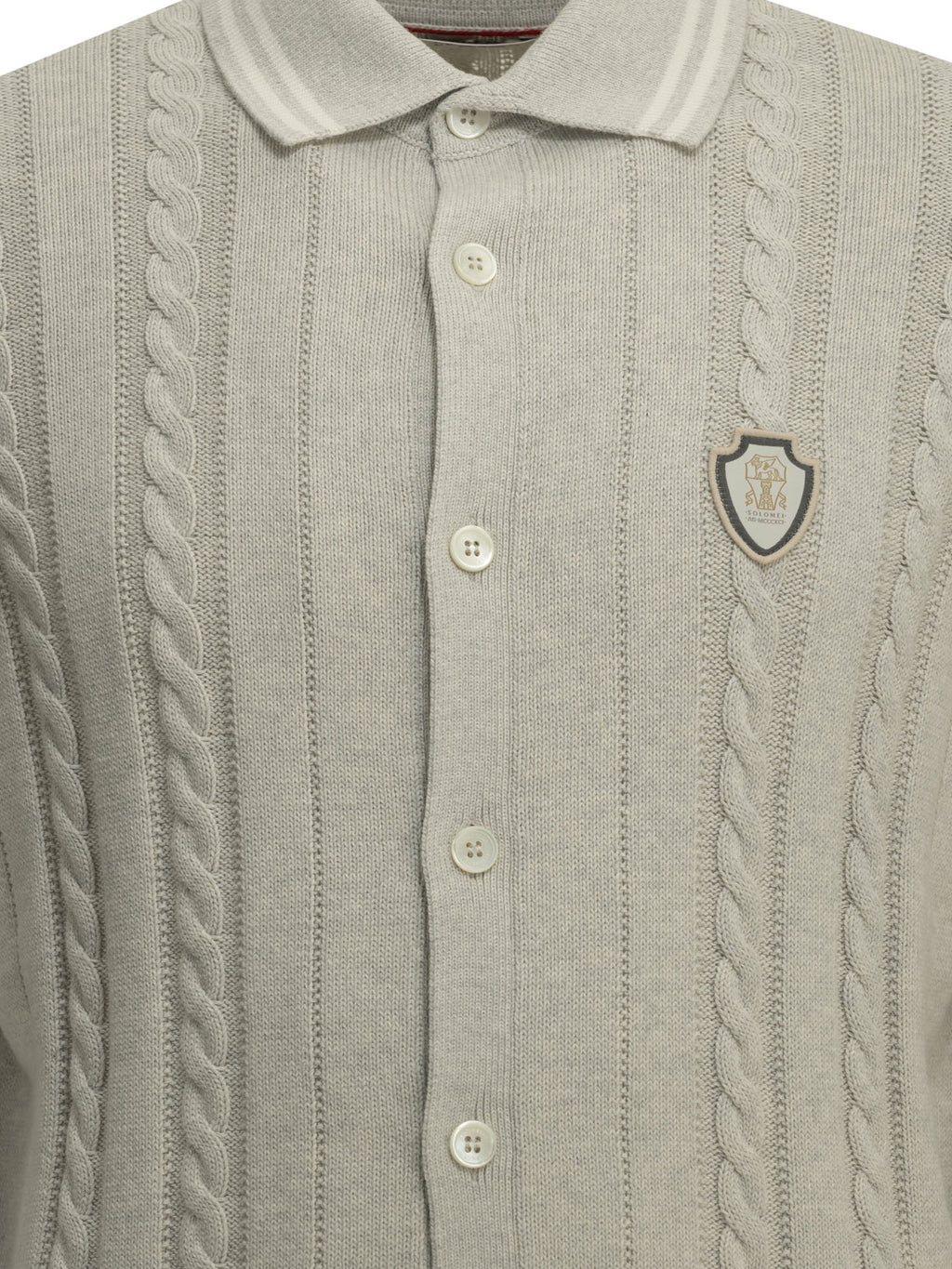 Brunello Cucinelli Men's Cardigan with logo in Grey