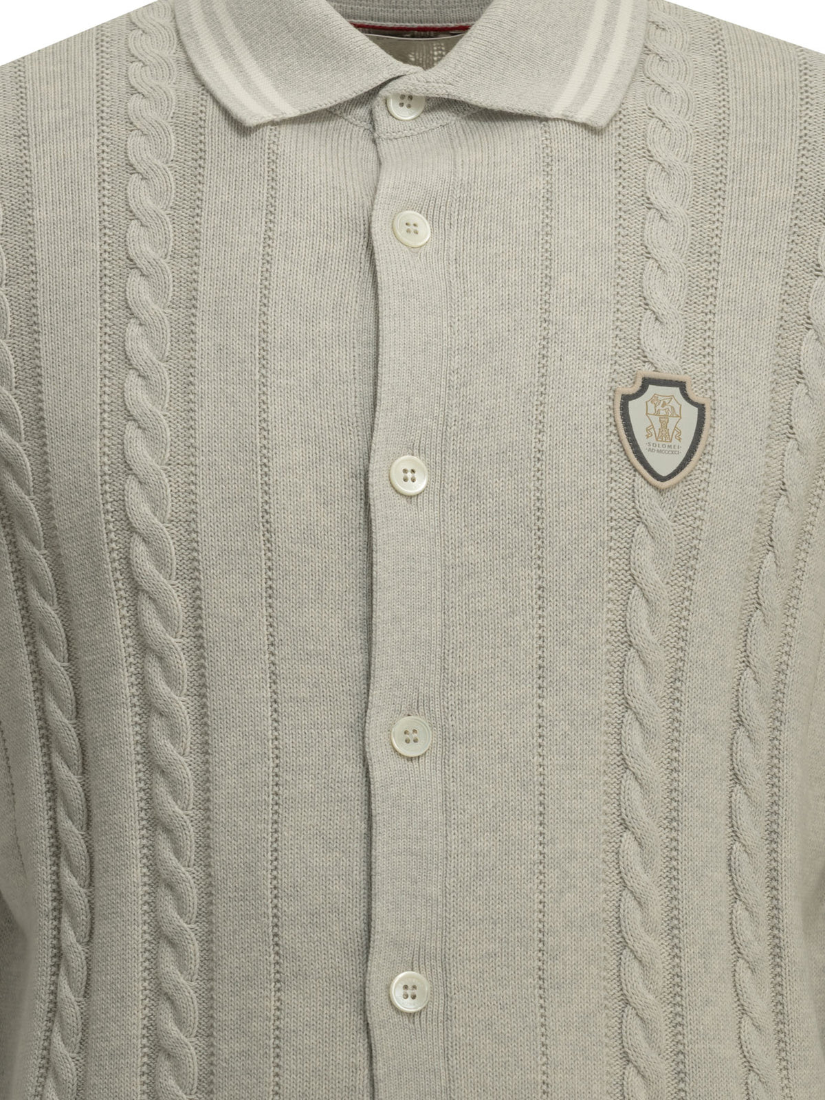 Brunello Cucinelli Men's Cardigan with logo in Grey