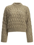Brunello Cucinelli Women's Zigzag Cable Sweater in Beige