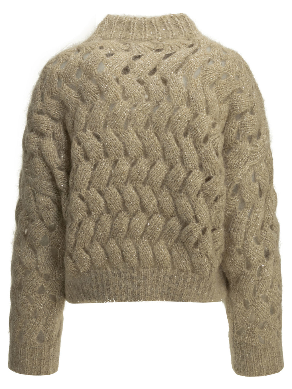Brunello Cucinelli Women's Zigzag Cable Sweater in Beige