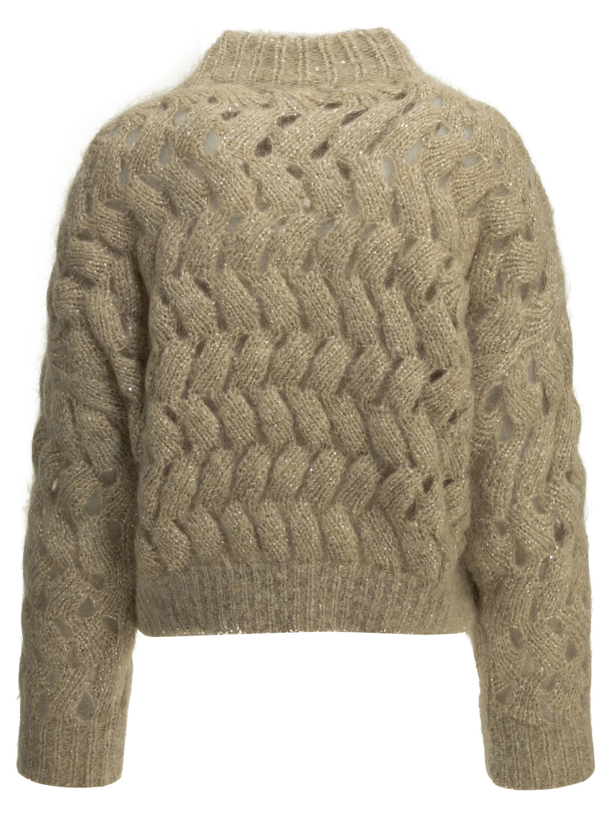 Brunello Cucinelli Women's Zigzag Cable Sweater in Beige