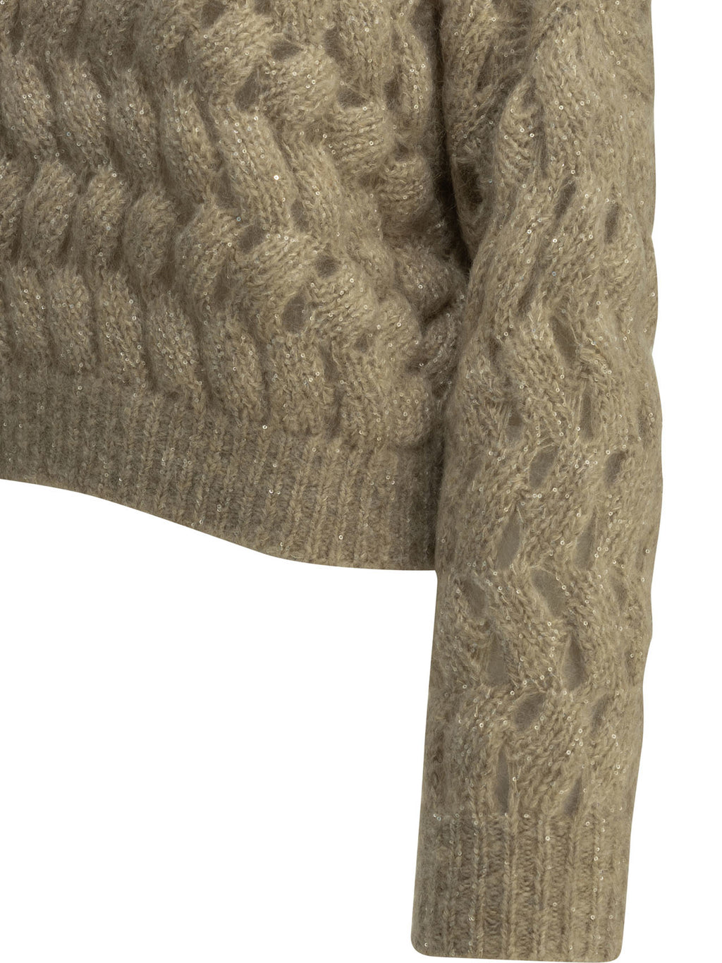 Brunello Cucinelli Women's Zigzag Cable Sweater in Beige