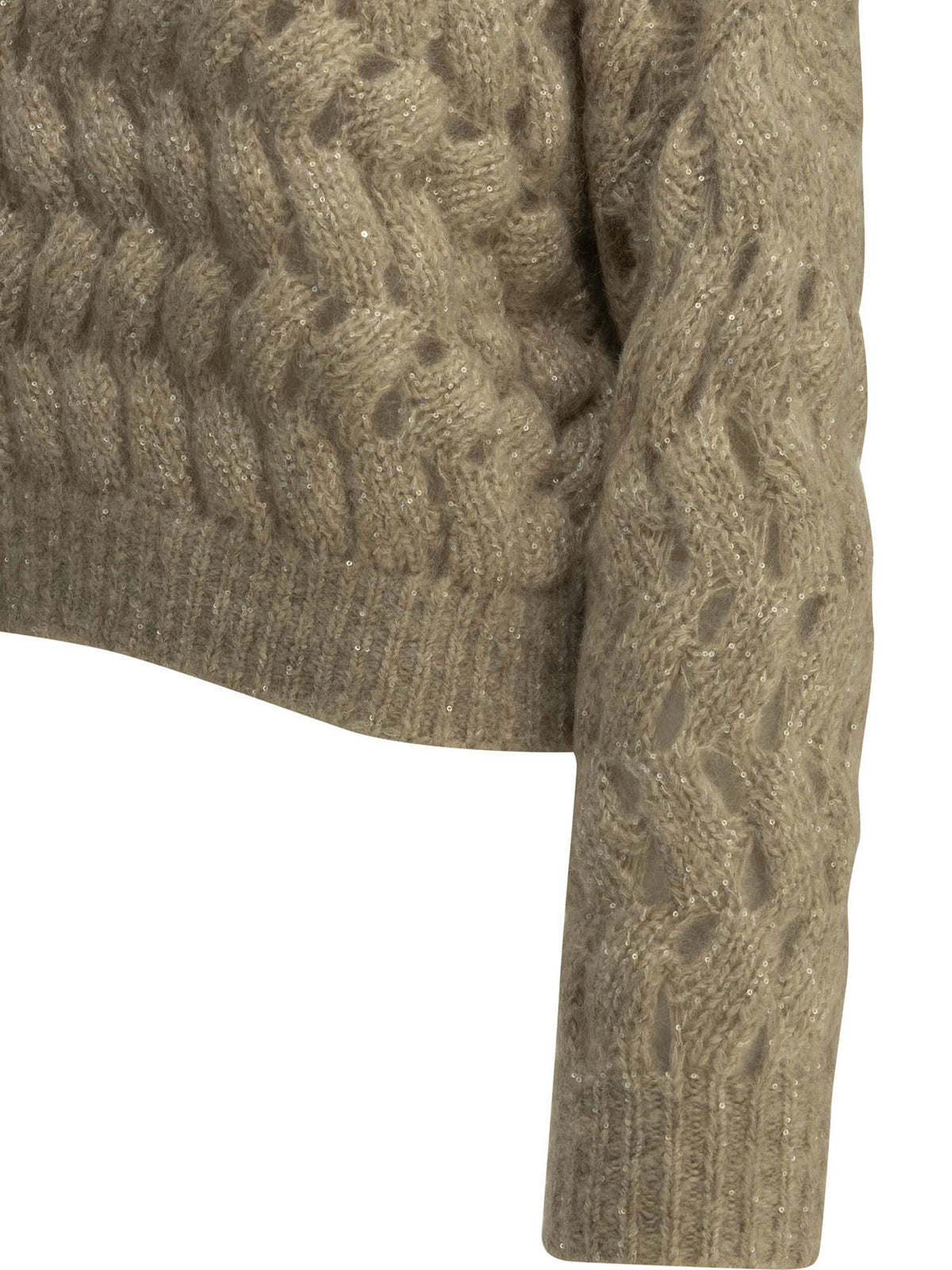 Brunello Cucinelli Women's Zigzag Cable Sweater in Beige