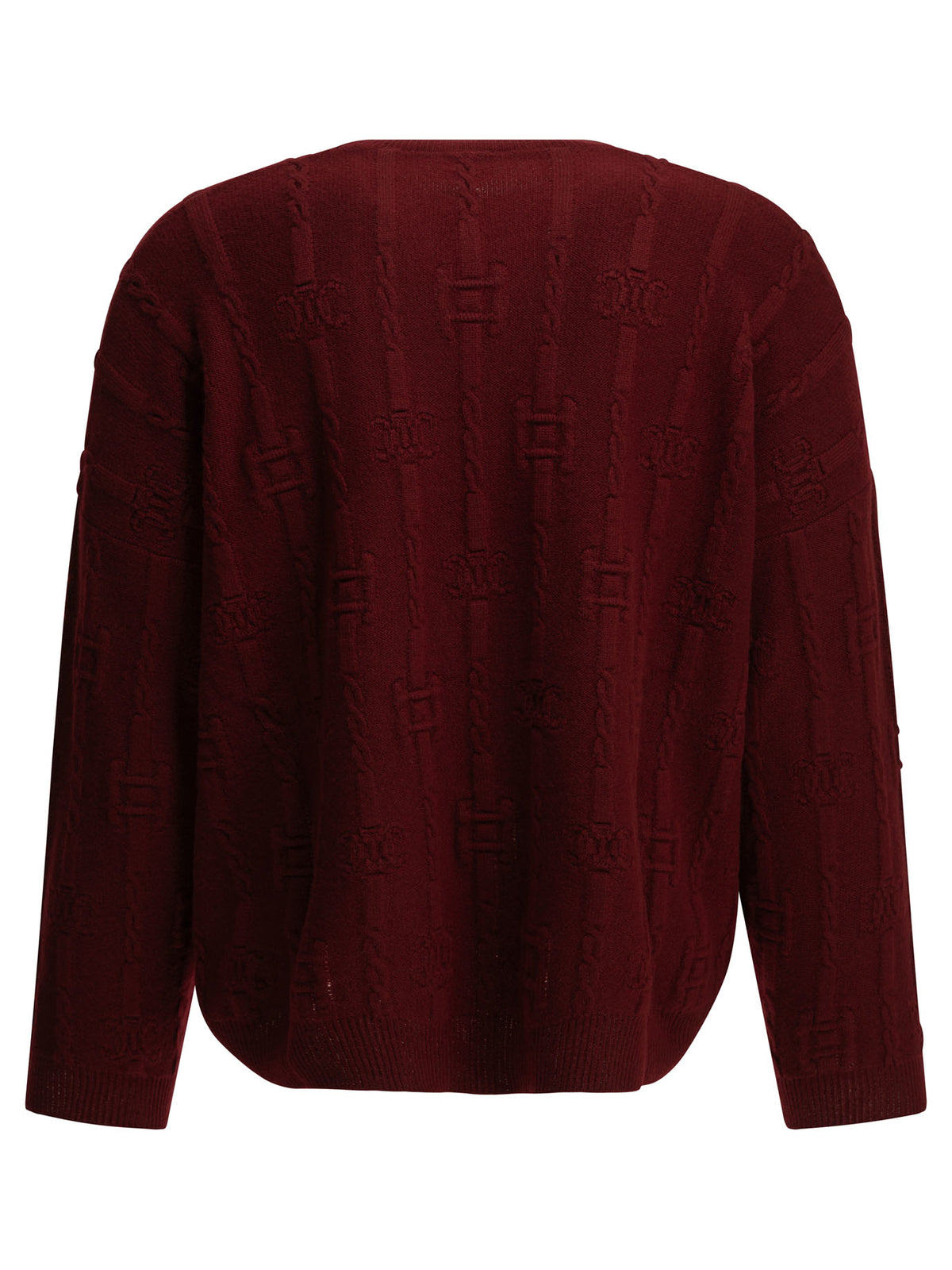 Celine Men's Triomphe Cashmere Sweater in Bordeaux