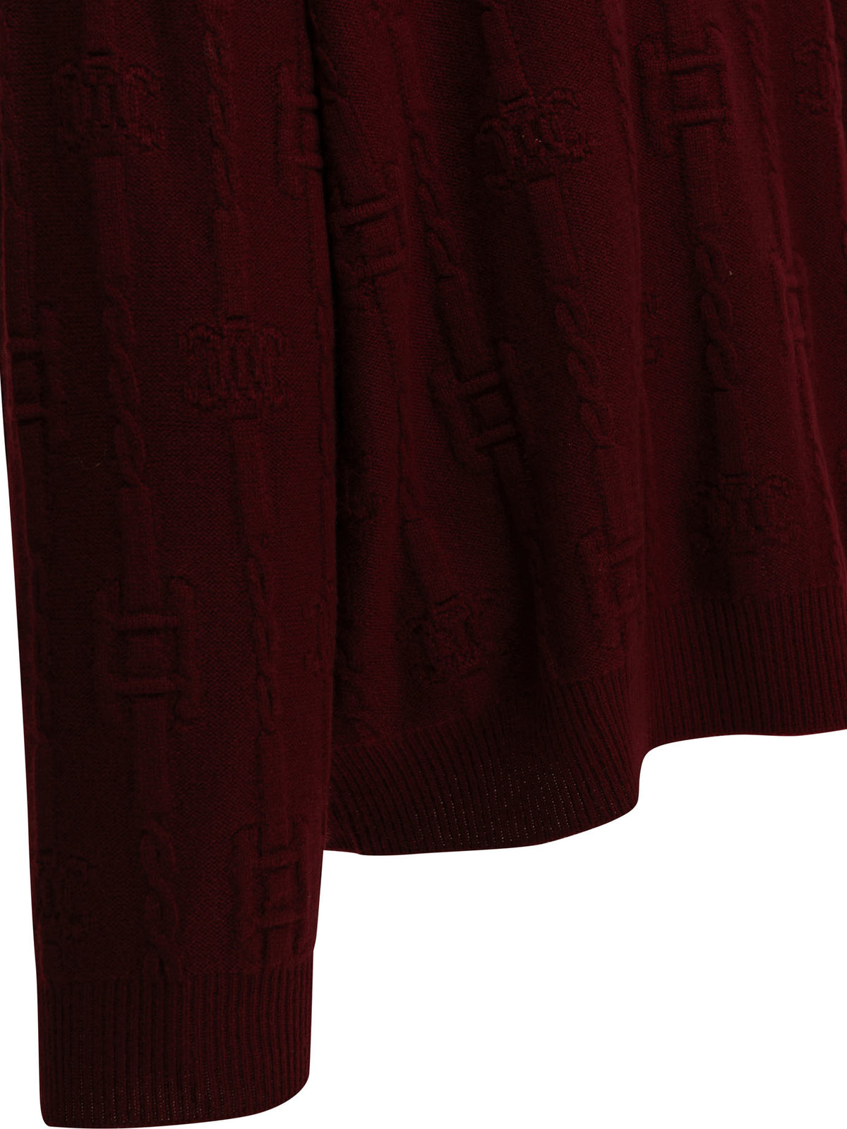 Celine Men's Triomphe Cashmere Sweater in Bordeaux