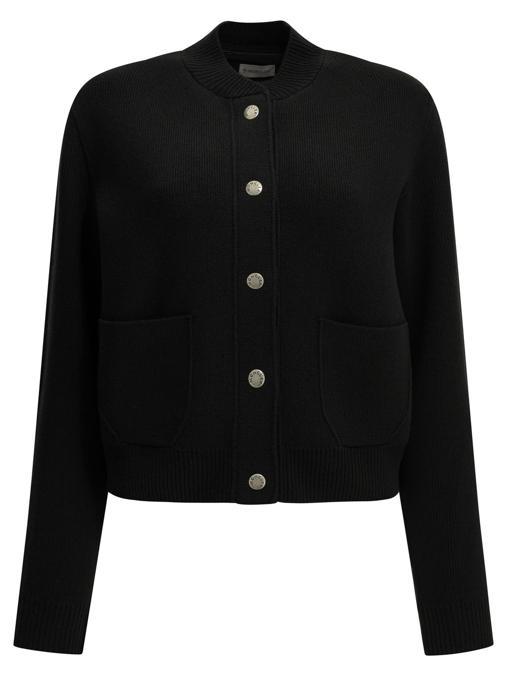 Moncler Women's Wool Cardigan with Logo in Black